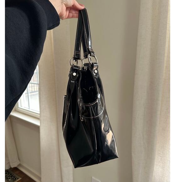 Vtg Liz Claiborne Black Shoulder Bag Purse - Picture 4 of 7